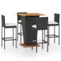 Preview: 5-tlg. Gartenbar-Set mit Kissen Poly Rattan Schwarz
