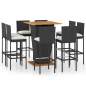 Preview: 9-tlg. Gartenbar-Set mit Kissen Poly Rattan Schwarz