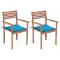 Preview:  Gartenstühle 2 Stk. mit Blauen Kissen Massivholz Teak