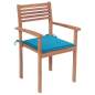 Preview:  Gartenstühle 2 Stk. mit Blauen Kissen Massivholz Teak