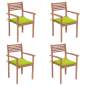 Preview:  Gartenstühle 4 Stk. mit Hellgrünen Kissen Massivholz Teak