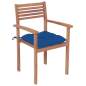 Preview:  Gartenstühle 4 Stk. mit Blauen Kissen Massivholz Teak