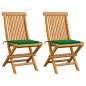 Preview:  Gartenstühle mit Grünen Kissen 2 Stk. Massivholz Teak