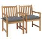 Preview:  Gartenstühle 2 Stk. mit Grauen Kissen Massivholz Teak
