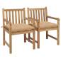 Preview:  Gartenstühle 2 Stk. mit Beige Kissen Massivholz Teak