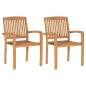 Preview:  Gartenstühle 2 Stk. mit Cremeweißen Kissen Massivholz Teak