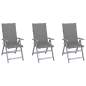 Preview:  Verstellbare Gartenstühle 3 Stk. mit Auflagen Massivholz Akazie