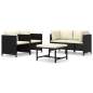 Preview:  5-tlg. Garten-Lounge-Set mit Kissen Poly Rattan Schwarz