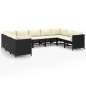 Preview:  9-tlg. Garten-Lounge-Set mit Kissen Poly Rattan Schwarz