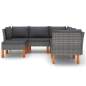 Preview:  6-tlg. Garten-Lounge-Set mit Kissen Poly Rattan Grau