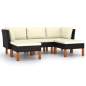 Preview:  5-tlg. Garten-Lounge-Set mit Kissen Poly Rattan Schwarz