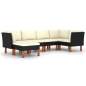 Preview:  6-tlg. Garten-Lounge-Set mit Kissen Poly Rattan Schwarz