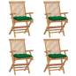 Preview:  Gartenstühle mit Grünen Kissen 4 Stk. Massivholz Teak 