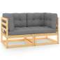 Preview: Gartensofa 2-Sitzer mit Kissen Kiefer Massivholz