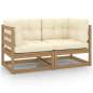 Preview: Gartensofa 2-Sitzer mit Kissen Honigbraun Massivholz Kiefer 