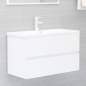 Preview:  Waschbeckenunterschrank mit Einbaubecken Weiß Holzwerkstoff