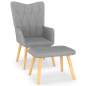 Preview: Relaxsessel mit Hocker 62x68,5x96 cm Hellgrau Stoff