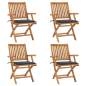 Preview: Klappbare Gartenstühle mit Kissen 4 Stk. Massivholz Teak