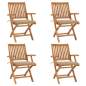 Preview: Klappbare Gartenstühle mit Kissen 4 Stk. Massivholz Teak