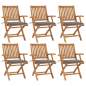 Preview: Klappbare Gartenstühle mit Kissen 6 Stk. Massivholz Teak