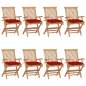 Preview:  Gartenstühle mit Roten Kissen 8 Stk. Massivholz Teak
