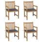 Preview: Gartenstühle 4 Stk. mit Anthrazit Kissen Massivholz Teak