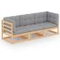 Preview: 3-Sitzer-Gartensofa mit Kissen Kiefer Massivholz 