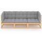 Preview: 3-Sitzer-Gartensofa mit Kissen Kiefer Massivholz 