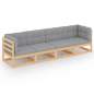 Preview: 4-Sitzer-Gartensofa mit Kissen Kiefer Massivholz 