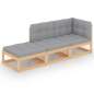 Preview:  3-tlg. Garten-Lounge-Set mit Kissen Massivholz Kiefer