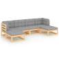 Preview:  6-tlg. Garten-Lounge-Set mit Kissen Massivholz Kiefer