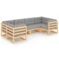 Preview:  6-tlg. Garten-Lounge-Set mit Kissen Massivholz Kiefer