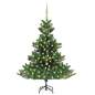 Preview: Künstlicher Weihnachtsbaum Nordmann LED & Kugeln Grün 150 cm