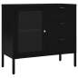 Preview: Sideboard Schwarz 75x35x70 cm Stahl und Hartglas