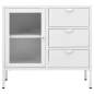 Preview: Sideboard Weiß 75x35x70 cm Stahl und Hartglas