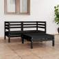 Preview: 3-tlg. Garten-Lounge-Set Schwarz Massivholz Kiefer