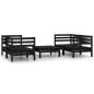 Preview: 5-tlg. Garten-Lounge-Set Schwarz Massivholz Kiefer