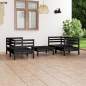 Preview: 5-tlg. Garten-Lounge-Set Schwarz Massivholz Kiefer