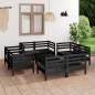 Preview: 9-tlg. Garten-Lounge-Set Schwarz Massivholz Kiefer