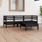 Preview: 4-tlg. Garten-Lounge-Set Schwarz Massivholz Kiefer