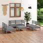 Preview: 7-tlg. Garten-Lounge-Set Grau Massivholz Kiefer