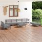 Preview: 9-tlg. Garten-Lounge-Set Grau Massivholz Kiefer 