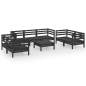 Preview: 8-tlg. Garten-Lounge-Set Schwarz Massivholz Kiefer