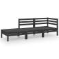 Preview: 3-tlg. Garten-Lounge-Set Schwarz Massivholz Kiefer