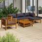 Preview: 6-tlg. Garten-Lounge-Set mit Auflage Massivholz Akazie