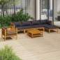 Preview: 7-tlg. Garten-Lounge-Set mit Auflage Massivholz Akazie