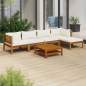 Preview: 6-tlg. Garten-Lounge-Set mit Creme Kissen Massivholz Akazie