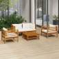 Preview: 5-tlg. Garten-Lounge-Set mit Creme Kissen Massivholz Akazie