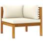 Preview: 9-tlg. Garten-Lounge-Set mit Creme Kissen Massivholz Akazie