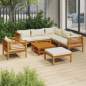 Preview: 8-tlg. Garten-Lounge-Set mit Creme Kissen Massivholz Akazie
